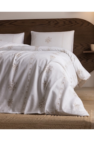 Madame Coco Victorie King Size %100 Pamuk Ranforce Baskılı Çarşaflı Nevresim Takımı - Bej 8684427333891 Çok Renkli