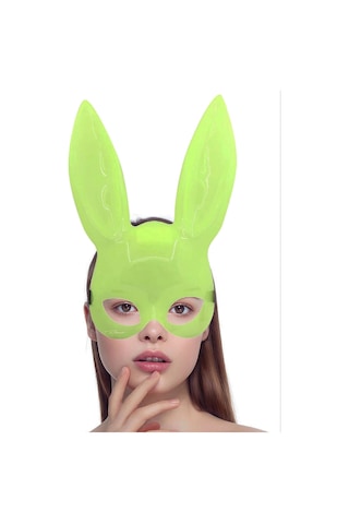 Karanlıkta Parlayan Fosforlu Tavşan Maskesi Glow Bunny Masquerade Maske 32x22 Cm