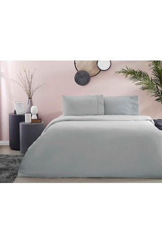 Taç Ranforce Basic Standart Pamuk Nevresim Takımı, Antrasit, Queen Size Çok Renkli