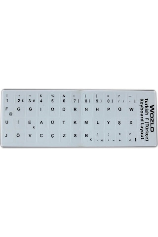 Laptoplar Için Türkçe F Klavye Sticker - Klavye Etiketi - Beyaz