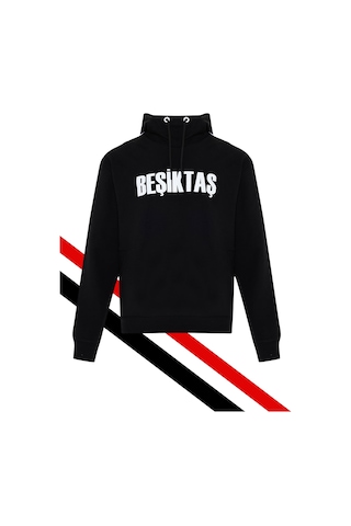 Beşiktaş Erkek Kapüşonlu Sweatshırt Uv Kutu Siyah Uv