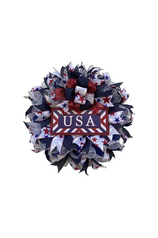 4 Temmuz Çelenkler Ön Kapı Vatansever Amerikan Bayrağı Çuval Taşları Çelenk El İşçili Kırmızı Beyaz Ve Mavi Yıldız İşareti