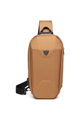 Createtech Omuz Çantası Erkek, Oxford Kumaş, Kahverengi, Hırsızlık Önleyici Bağlantılı Askı - Kj Kahverengi