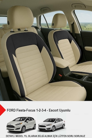 Mocha Taytüyü Oto Koltuk Kılıfı Ford Focus-fiesta-escort Uyumlu Bej