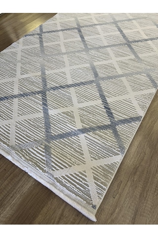 Hoom Rugs Moda 1097 Mavi Yün Tuşeli Akrilik Antibakteriyel Modern Halı Mavi