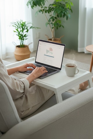 Katlanabilir Yatak Üstü Keyif Sehpası Laptop & Kahvaltı Sehpası 56 36 Cm Beyaz