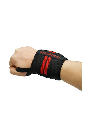 Musclecloth Pro Wrist Wraps 2'Li Paket-Kırmızı-Siyah