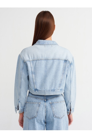 Dilvin Crop Model Denim Mont Mavi