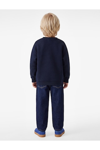 Koton Nakışlı Uzun Kollu Bisiklet Yaka Oversize Sweatshirt Lacivert 7wmb10150tk