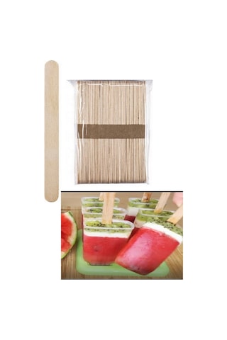 Periboia 50 Li Ahşap Meybuz Dondurma Çubuğu Dil Çubuğu Dar 11 X 1 Renkli