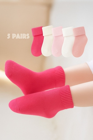 Yenidoğan 5'li Kız Bebek Çorap Seti Doğal Renkler ASORTİ