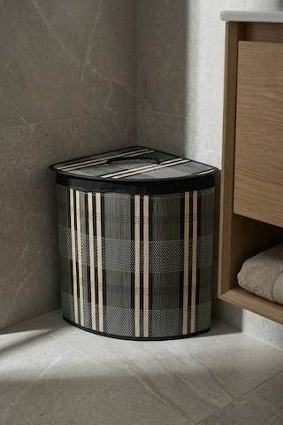 Nordic Köşeli Bambu Sepet - 50 Cm Gri