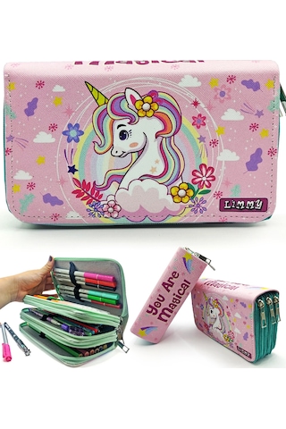 Kalem Kutusu Organizer Üç Bölmeli Kalemlik Unicorn Bahar Yeşil
