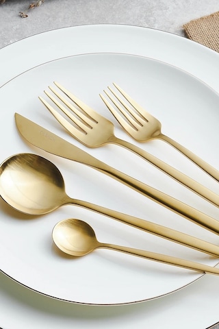 Karaca  Orion 30 Parça 6 Kişilik Çatal Kaşık Bıçak Takımı Matte Gold