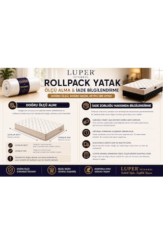 Luper Ultra Ortopedik Bel ve Sırt Destekli İstanbul Lu x uria Pedli Roll Pack Yaylı Yatak