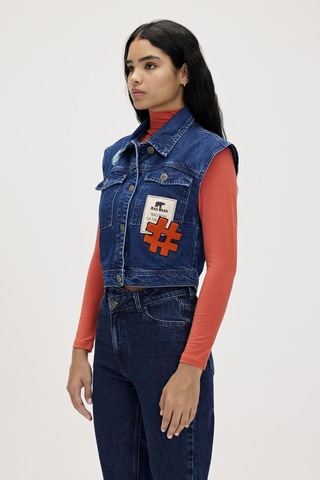 Joanne İndigo Kadın Denim Yelek Koyu Mavi