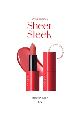 Missha Dare Rouge Sheer Sleek Yoğun Pigmentli Besleyici Nemli Bitişli Ruj 14 Sienna Bunny