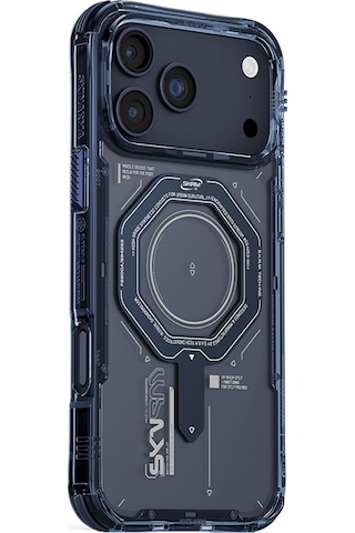 Apple Uyumlu iPhone 17 Pro Max  Kılıf Skinarma M-safe Şarj Özellikli Airbag Tasarımlı Magma Kapak Mavi Mavi