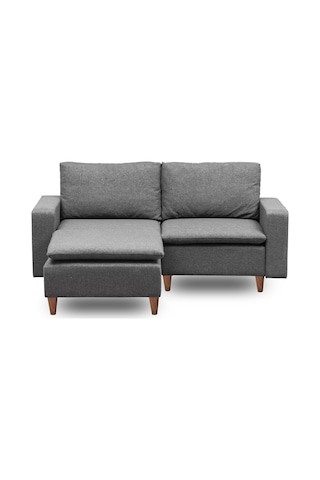 Lungo Modüler Mini Köşe Koltuk Takımı L Koltuk - Gri Keten Açık Gri