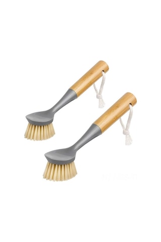Reedark Ahşap Saplı Mutfak Temizlik Fırçası Seti 2 Adet - Sert Tüy Temizleyici, Tencere, Kase, Lavabo Ve Lavabolar İçin Uygun