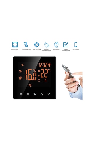 Reedark Akıllı Wi-fi Termostatı: Ev, Ofis, Okul Ve Oteller İçin Dokunmatik Ekranlı, 16a, Haftalık Programlanabilir, Turuncu Arka Işık