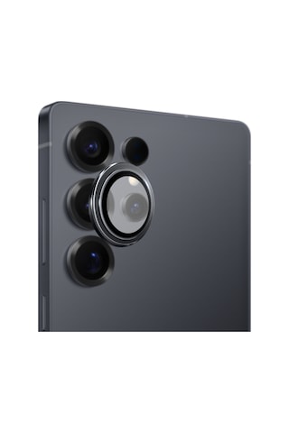 Safeus Safir Temperli Kamera Lens Koruyucu, Samsung Galaxy S25 Ultra İle Uyumlu Gece Siyahı