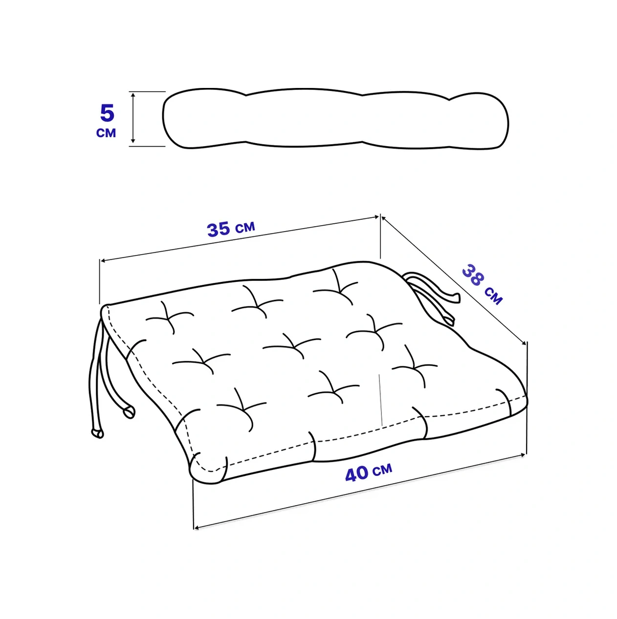 Ikea Kare Desenli Koltuk Minderi Bağcıklı 2 Adet, Ikea Hellvi. 267345179 Gri