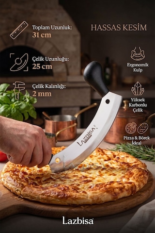 İncisive Serisi Mutfak Bıçak Seti Pizza Börek Kıyma Bıçağı Mf2547 Siyah