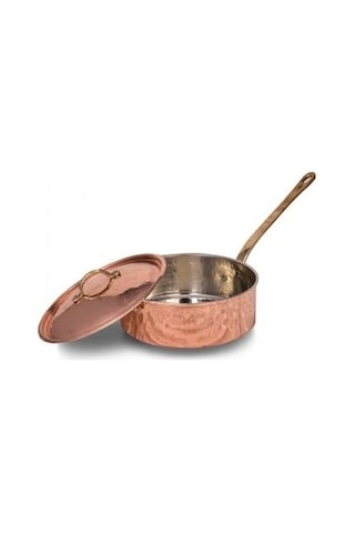 Turna Bakır Karnıyarık Tencere Tek Kulp 1 No 16 Cm El Dövme Kırmızı Turna8196-1
