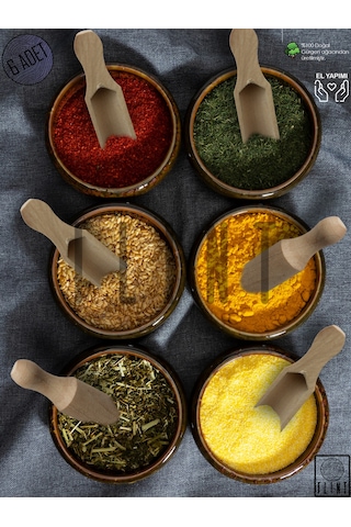 Gürgen El Yapımı Tahta Ahşap Kahve Baharat Bal Kaşığı 8,5cm 6'lı