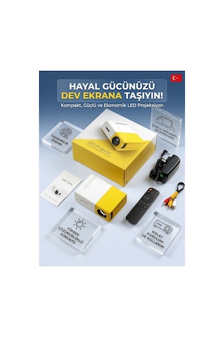 Taşınabilir Mini Led Projeksiyon Cihazı Ev Sinema Sistemi, Çoklu Bağlantı Hdmı/usb/av Ve Kumandalı Taşınabilir Projektör Siyah - 936870599