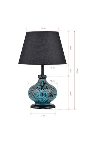 Patara Masa Lambası Abajur Yeşil Çinili Siyah Yeşil