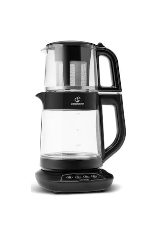 Çaysever 3 İn 1 Konuşan Cam Çay Makinesi Su Isıtıcı Ve Mama Suyu Hazırlama 1700w Black Çok Renkli