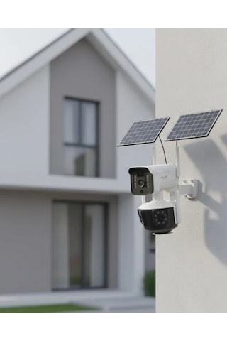 Exenar - Beyaz - Sım Kartlı Kamera 4g Çift Panelli Akıllı Ip Güvenlik Kamerası Gece Görüşlü Blm-93