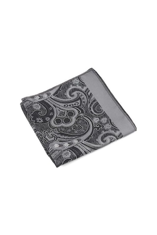 Brianze Siyah Gri Şal Motif Desen Kravat Mendil Set Siyah - Gri