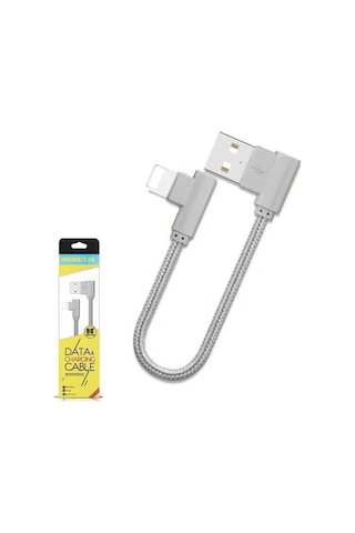 Ally Apple, Uyumlu iPhone Lightning Eğik Başlı Halat Usb Kablo 20cm- 5775 Standart