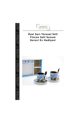 Özel Seri Yöresel İkili Fincan Seti Sunum Gereci Ev Hediyesi Çok Renkli