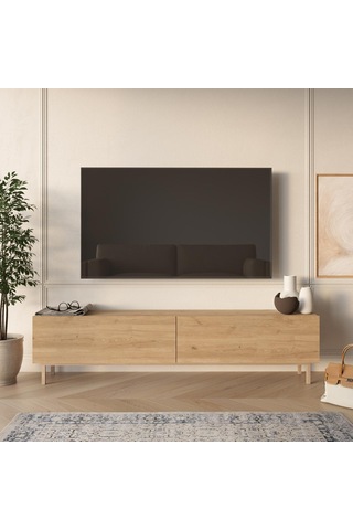 Robin Home Arizona Tv Ünitesi Sehpası Ahşap Ayaklı 180cm Sepet Kahverengi