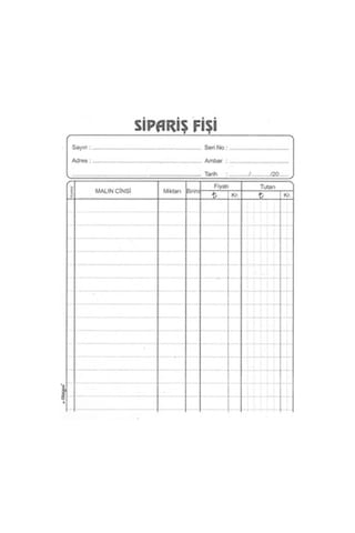 Sipariş Fişi Otokopili 50X2 Nüsha12 Li Paket  Armat-Özkan