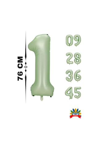 Folyo Rakam Balon Retro Yeşil 34 İnc 76 Cm Helyum Gazı Uyumlu 4