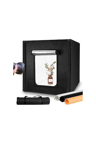 60x60x60 Ürün Fotoğraf Çekim Kabini Seti - Led Işıklı, Fonlu, Taşınabilir Stüdyo Çadır