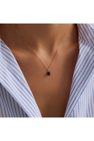 Sembolgold Siyah Zeytin Altın Kolye 1,20 Cm T14359 Renkli