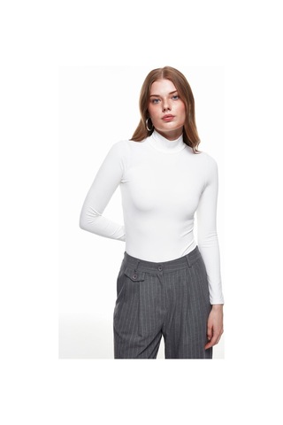 Balıkçı Yaka Bodysuit Ekru-1732 Ekru