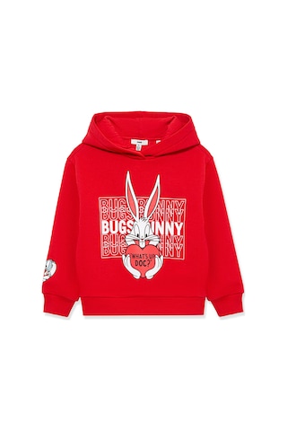 Mavi - Bugs Bunny Baskılı Fermuarlı Kırmızı Sweatshirt 7s10036-70471 Kırmızı