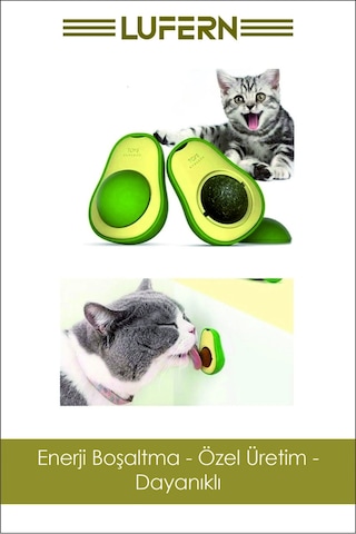 Doğal Yenilebilir Kedi Nanesi Otu Avokado Çimi Özel Yapışkanlı Yüzey 360 Dönen Catnip Yalama Topu