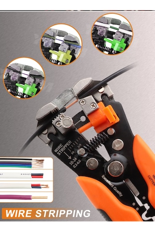 Hangfox Otomatik Çelik Tel Ayağı: 0.25-6mm² Telli Kablolar İçin Soyma, Kesme Ve Presleme İşlevi, Yeşil Renk