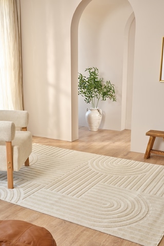Kaşmir Halı İskandav Rune White 80x300 Cm Salon Mutfak Halısı Yolluk Beyaz