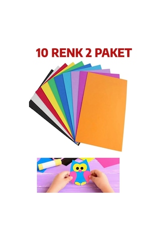 A4 Renkli Fon Kartonu 23x34 10'lu 2'li Paket 10 Renk