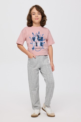 Panço Erkek Çocuk Beli Lastikli Cep Detaylı Örme Mavi Pantolon 2521BK04004
