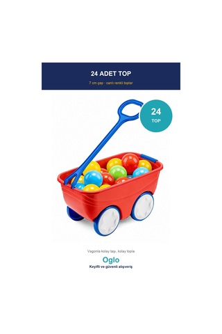 Gezgin Vagon Oyun Seti 24 Adet 7 Cm Renkli Top Kırmızı
